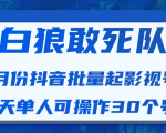 白狼敢死队最新抖音短视频批量起影视号(一天单人可操作30个号)视频课程-私藏资源社