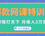爆款网课特训营,一套课程打天下,网课变现的10个实操法,月收入3万到10万-私藏资源社