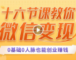 十六节课教你零基础微信变现,用单品打爆市场,每月收入超过10万+-私藏资源社