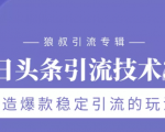 狼叔今日头条引流技术3.0,打造爆款稳定引流的玩法,VLOG引流技术-私藏资源社