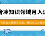 抖音冷知识领域月入过万项目,不适宜公开解决方案 ,抖音赚钱方式大解析!-私藏资源社
