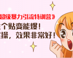《小红书超级暴力引流特训营》随便发个贴变能爆,详细实操,效果非常好!-私藏资源社