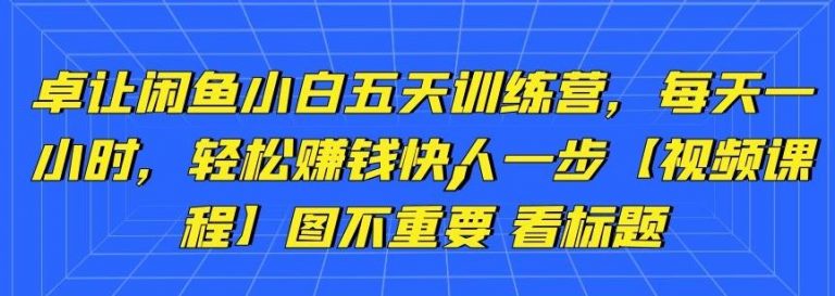 卓让闲鱼小白五天训练营，每天一小时，轻松赚钱快人一步-私藏资源社