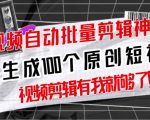 【原创神器】短视频全自动一键剪辑视频,一秒生成100个原创视频(软件+视频+免费卡密)-私藏资源社