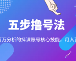 五步撸号法,掌握百万分析的抖课账号核心技能,从逻辑到实操-私藏资源社