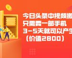 今日头条中视频搬运项目，只需要一部手机3-5天就可以产生利润（价值2800元）-私藏资源社