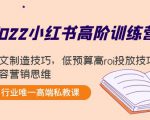 2022小红书高阶训练营：爆文制造技巧，低预算高roi投放技巧，内容营销思维-私藏资源社