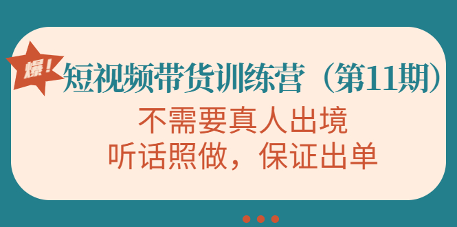 视频带货训练营，不需要真人出境，听话照做，保证出单（第11期）-私藏资源社