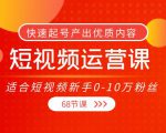 短视频运营课,适合短视频新手0-10万粉丝,快速起号产出优质内容(无水印)-私藏资源社