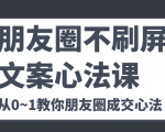 朋友圈不刷屏文案心法课 人人都要懂的商业逻辑 从0~1教你朋友圈成交心法-私藏资源社