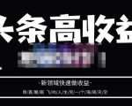 头条高收益批量操作,2023新领域快速做收益,头条号零基础轻松上手-私藏资源社
