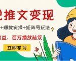 小说推文训练营：引流技巧+爆款实操+矩阵号玩法，百倍效益、百万播放秘笈-私藏资源社