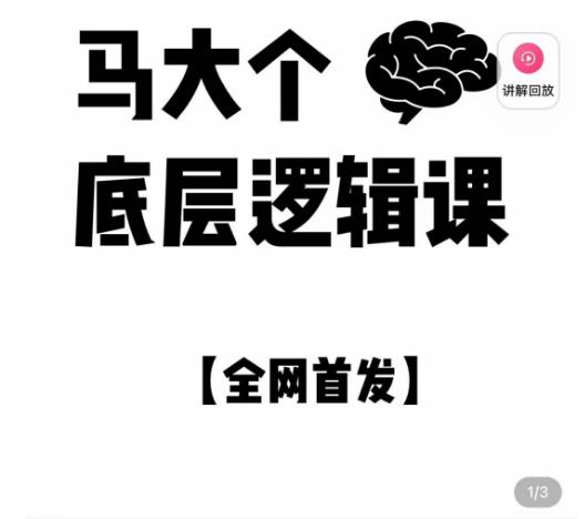 马大个·底层逻辑课，51节底层逻辑智慧课-价值1980元-私藏资源社