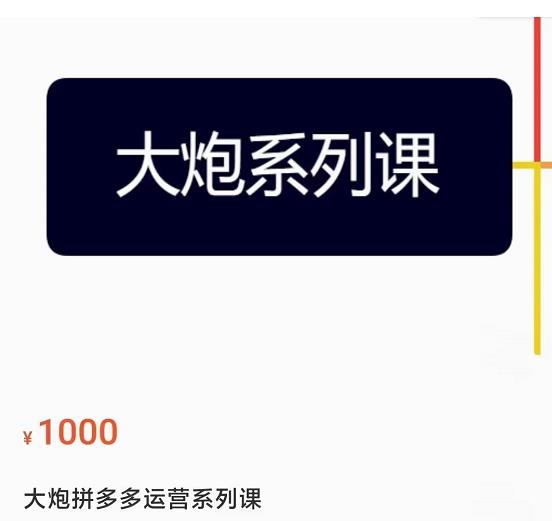 大炮拼多多运营系列课，各类​玩法合集，拼多多运营玩法实操-私藏资源社