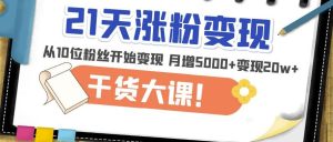 21天精准涨粉变现干货大课:从10位粉丝开始变现月增5000+变现20w+-私藏资源社