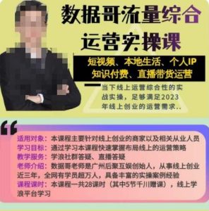 数据哥流量综合运营实操课:短视频、本地生活、个人IP知识付费、直播带货运营-私藏资源社