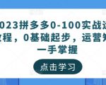 2023拼多多0-100实战运营教程，0基础起步，运营知识一手掌握-私藏资源社