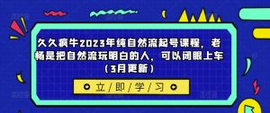 久久疯牛2023年纯自然流起号课程,老杨是把自然流玩明白的人,可以闭眼上车(3月更新)-私藏资源社