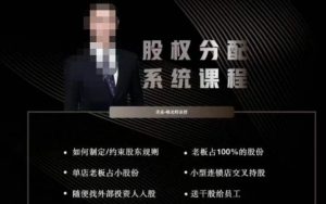 韩老师聊美业-美业股权分配系统课程,如何制定约束股东规则+老板占100%的股份+单店老板占小股份等-私藏资源社