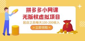 黄岛主·拼多多小网课无版权虚拟项目分享课:起店之后每天100-200收入-私藏资源社