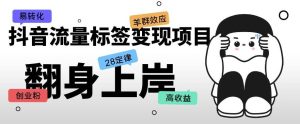 抖音流量标签变现项目,抖音创业粉轻松转化,单价高收益简单-私藏资源社