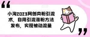 小淘2023网创类粉引流术,自用引流涨粉方法发布,实现被动流量-私藏资源社
