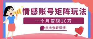 云天情感账号矩阵项目,简单操作,月入10万+可放大(教程+素材)-私藏资源社