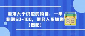 需求大于供应的项目,一单利润50-100,很多人不知道【揭秘】-私藏资源社