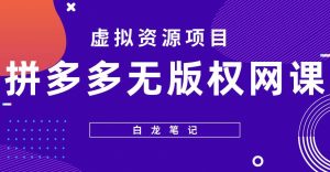 【白龙笔记】拼多多无版权网课项目,月入5000的长期项目,玩法详细拆解【揭秘】-私藏资源社
