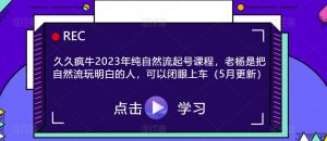 久久疯牛2023年纯自然流起号课程,老杨是把自然流玩明白的人,可以闭眼上车(5月更新)-私藏资源社