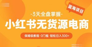 2023【阿本小红书无货源电商训练营】保姆级教程，从0到1，3天全盘掌握，轻松日入300+-私藏资源社