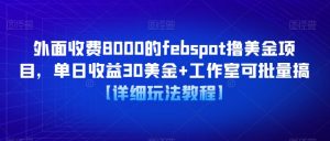 外面收费8000的febspot撸美金项目,单日收益30美金+工作室可批量搞【详细玩法教程】-私藏资源社