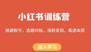 小红书训练营,搭建账号,选题对标,涨粉变现,看透本质-私藏资源社