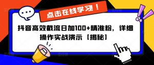 抖音高效截流日加100+精准粉,详细操作实战演示【揭秘】-私藏资源社