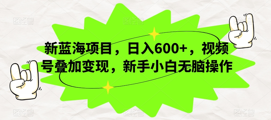 新蓝海项目，日入600+，视频号叠加变现，新手小白无脑操作【揭秘】-私藏资源社