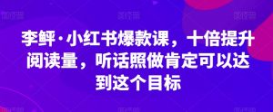 李鲆·小红书爆款课,十倍提升阅读量,听话照做肯定可以达到这个目标-私藏资源社