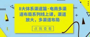 8大体系渠道篇·电商多渠道布局系列线上课,渠道放大,多渠道布局-私藏资源社