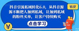 抖音引流私域转化6.0,从抖音源源不断把人加到私域,让加到私域的粉丝买单,让客户持续购买-私藏资源社