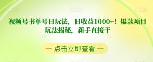 视频号书单号日玩法,日收益1000+!爆款项目玩法揭秘,新手直接干【揭秘】-私藏资源社