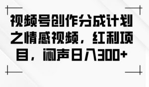 视频号创作分成计划之情感视频,红利项目,闷声日入300+-私藏资源社