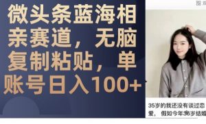 微头条蓝海相亲赛道,无脑复制粘贴,单账号日入100+-私藏资源社