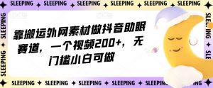 靠搬运外网素材做抖音助眠赛道,一个视频200+,无门槛小白可做【揭秘】-私藏资源社
