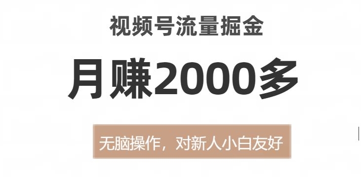视频号流量掘金，无脑操作，对新人小白友好，月赚2000多【揭秘】-私藏资源社