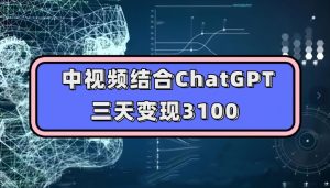 中视频结合ChatGPT，三天变现3100，人人可做玩法思路实操教学【揭秘】-私藏资源社