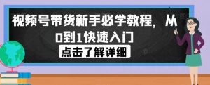 视频号带货新手必学教程,从0到1快速入门-私藏资源社