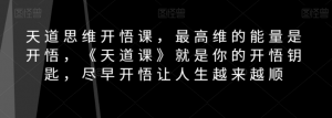 天道思维开悟课,最高维的能量是开悟,《天道课》就是你的开悟钥匙,尽早开悟让人生越来越顺-私藏资源社