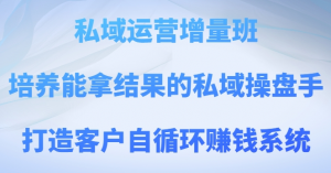 私域运营增量班,培养能拿结果的私域操盘手,打造客户自循环赚钱系统-私藏资源社