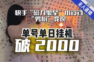 【日入破2000】快手无人直播不进人?“磁力聚星”没收益?不会卡屏、卡同城流量?最新课程会通通解决!-私藏资源社