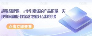 超级品牌课,3步引爆你的产品销量,实现利润翻倍教你落地做好品牌的课-私藏资源社