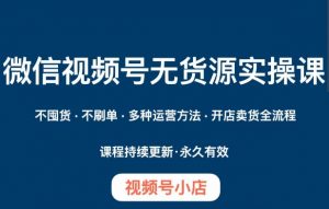 微信视频号小店无货源实操课程,不囤货·不刷单·多种运营方法·开店卖货全流程-私藏资源社